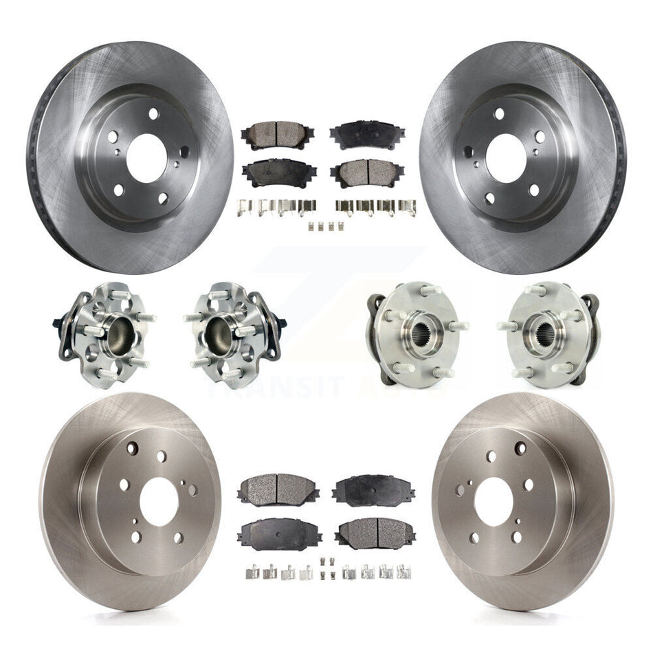 Front Rear Hub Bearings Assembly Disc Brake Rotors And Ceramic Pads Kit (10Pc) For 2016-2019 Toyota Mirai KBB-119812