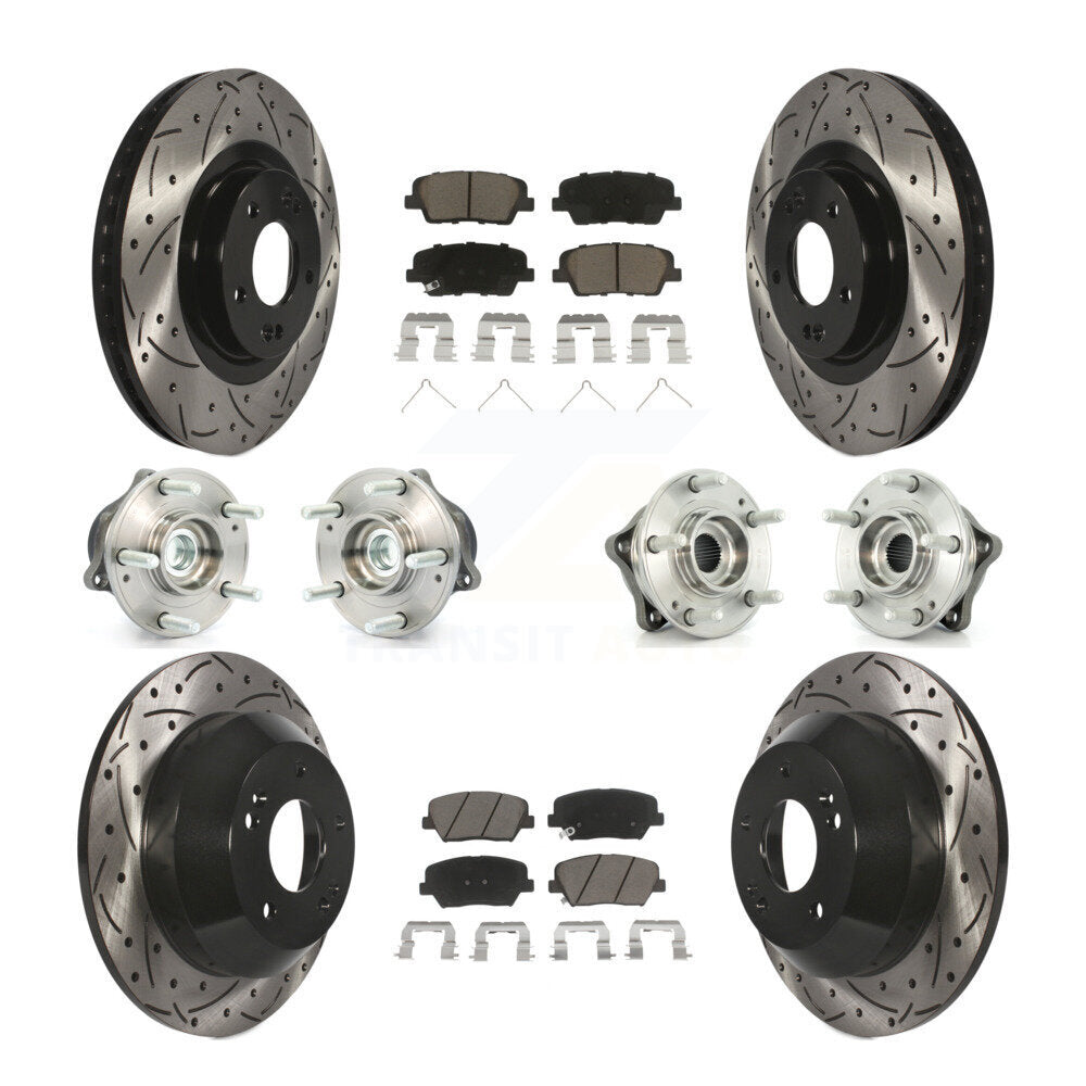 Front Rear Hub Bearing Coated Brake Rotor & Pads Kit (10Pc) For 2014-2015 Kia Sorento FWD KBB-119823
