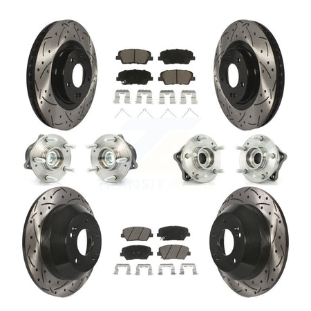 Front Rear Hub Bearing Coated Brake Rotor & Pads Kit (10Pc) For 2014-2015 Kia Sorento FWD KBB-119823