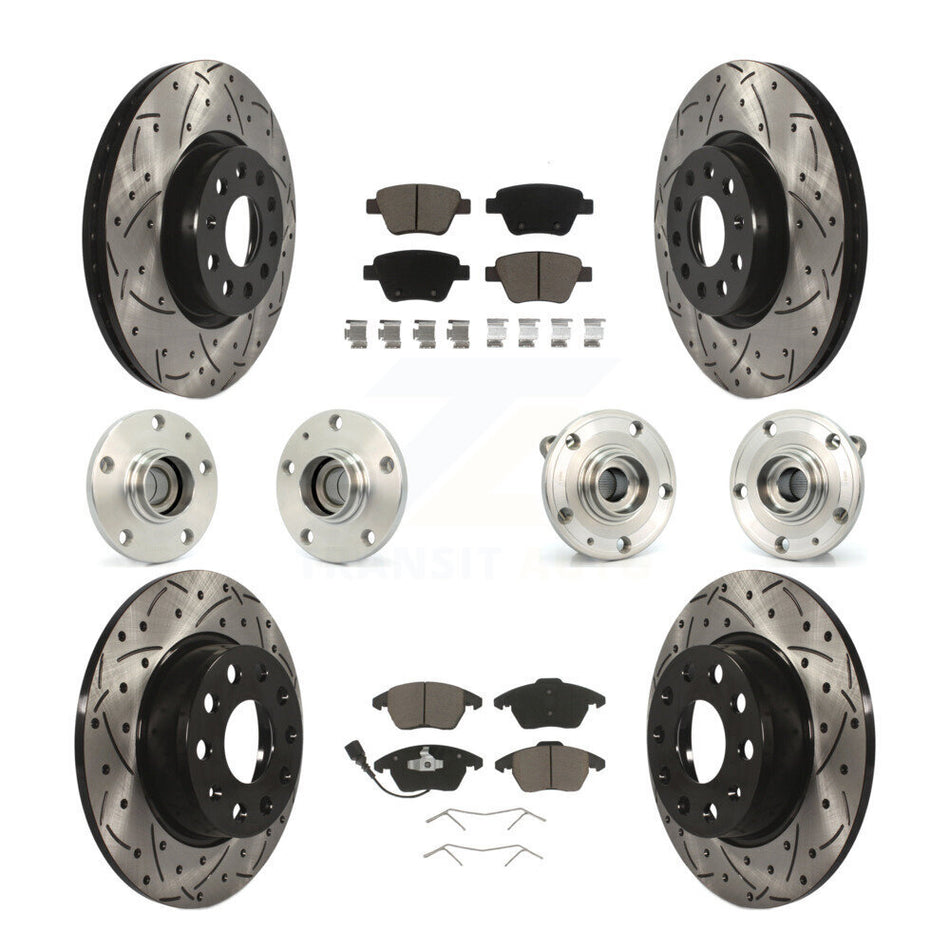 Front Rear Hub Bearings Assembly Coated Disc Brake Rotors And Ceramic Pads Kit (10Pc) For Volkswagen Beetle GTI KBB-119827