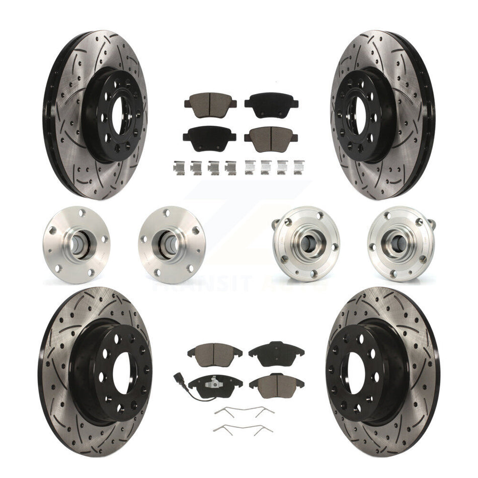 Front Rear Hub Bearings Assembly Coated Disc Brake Rotors And Ceramic Pads Kit (10Pc) For Volkswagen Beetle KBB-119829