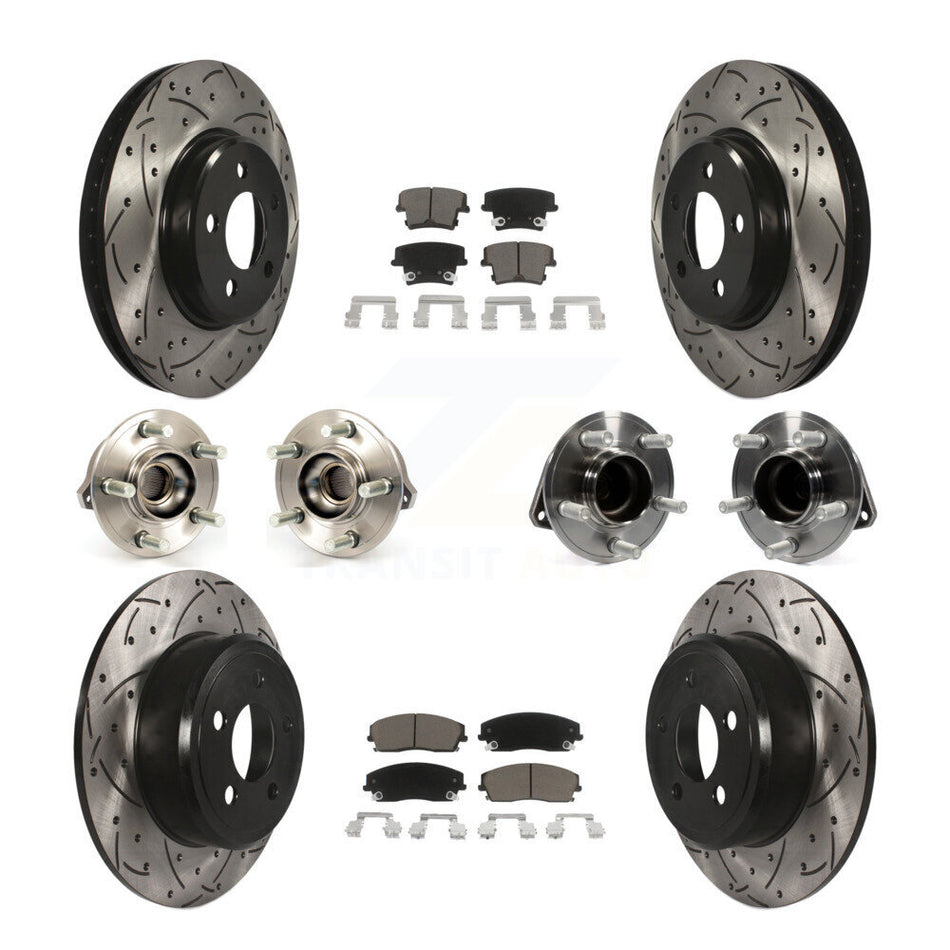 Front Rear Hub Bearings Assembly Coated Disc Brake Rotors And Ceramic Pads Kit (10Pc) For Dodge Charger Chrysler 300 KBB-119839