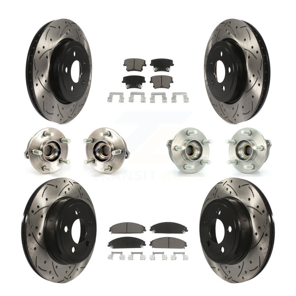 Front Rear Hub Bearings Assembly Coated Disc Brake Rotors And Ceramic Pads Kit (10Pc) For Dodge Charger Chrysler 300 KBB-119840