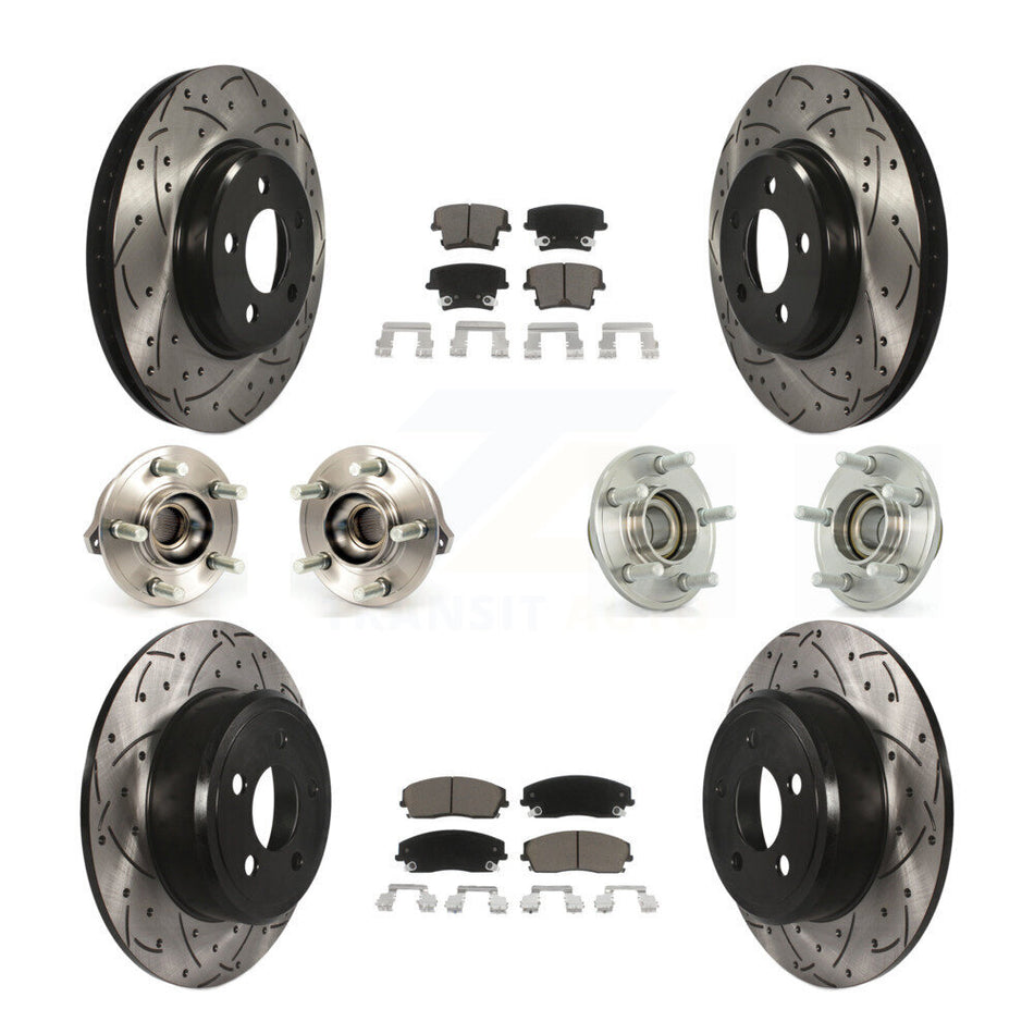 Front Rear Hub Bearings Assembly Coated Disc Brake Rotors And Ceramic Pads Kit (10Pc) For Dodge Charger Chrysler 300 Challenger KBB-119844