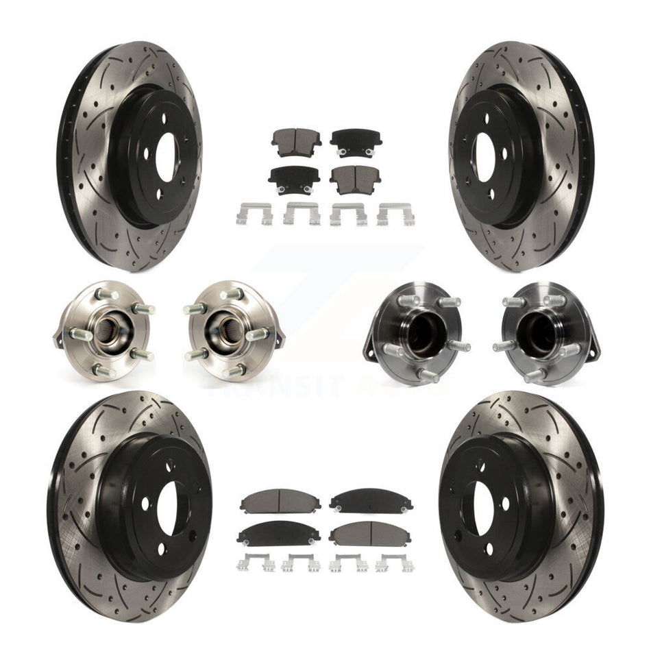 Front Rear Hub Bearings Assembly Coated Disc Brake Rotors And Ceramic Pads Kit (10Pc) For Dodge Chrysler 300 Charger Challenger KBB-119845