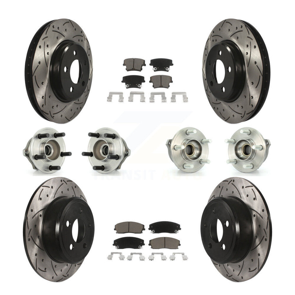 Front Rear Hub Bearings Assembly Coated Disc Brake Rotors And Ceramic Pads Kit (10Pc) For Dodge Charger Magnum AWD with 2.7L KBB-119848