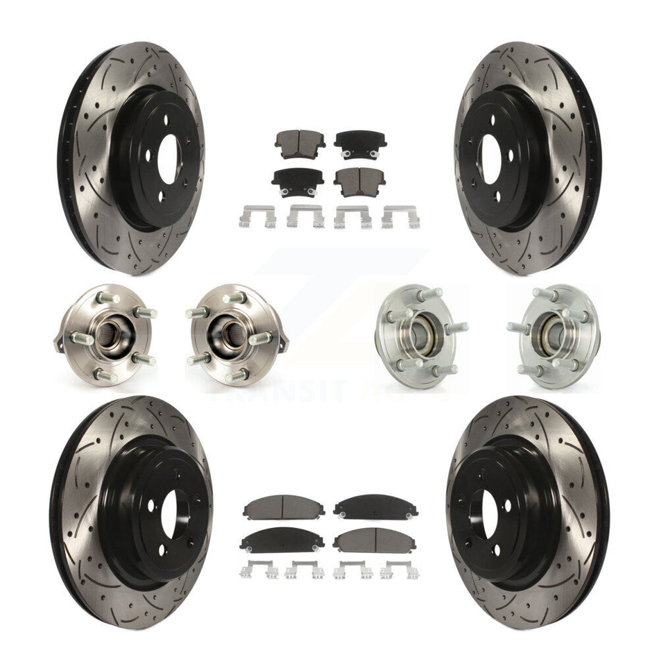 Front Rear Hub Bearings Assembly Coated Disc Brake Rotors And Ceramic Pads Kit (10Pc) For Dodge Charger With Police Package KBB-119858