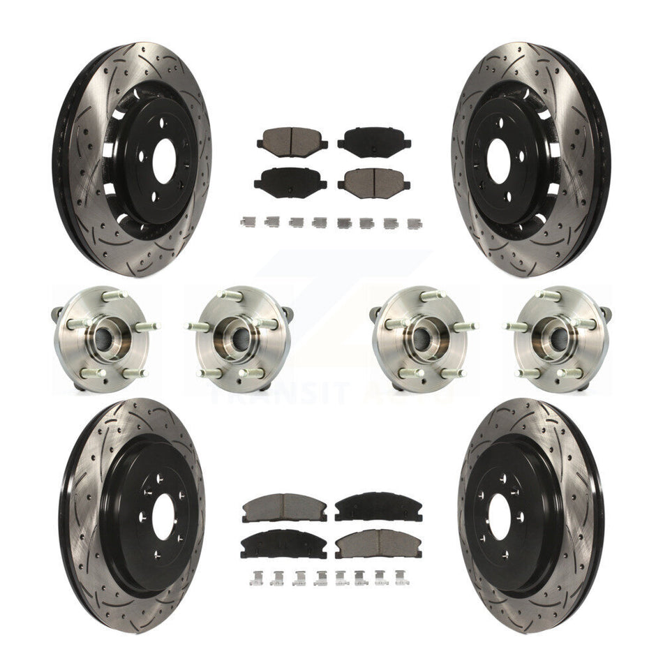 Front Rear Hub Bearings Assembly Coated Disc Brake Rotors And Ceramic Pads Kit (10Pc) For Lincoln MKS Ford Flex Taurus MKT KBB-119859