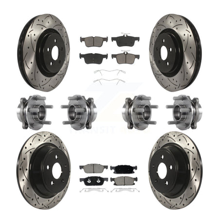 Front Rear Hub Bearing Coated Disc Brake Rotor Pad Kit (10Pc) For Lincoln Continental AWD KBB-119872