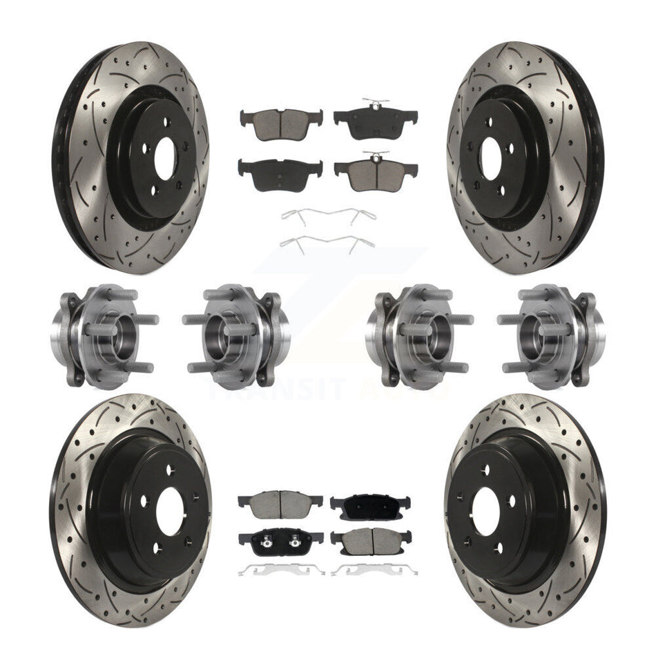 Front Rear Hub Bearing Coated Disc Brake Rotor Pad Kit (10Pc) For Lincoln Continental AWD KBB-119872