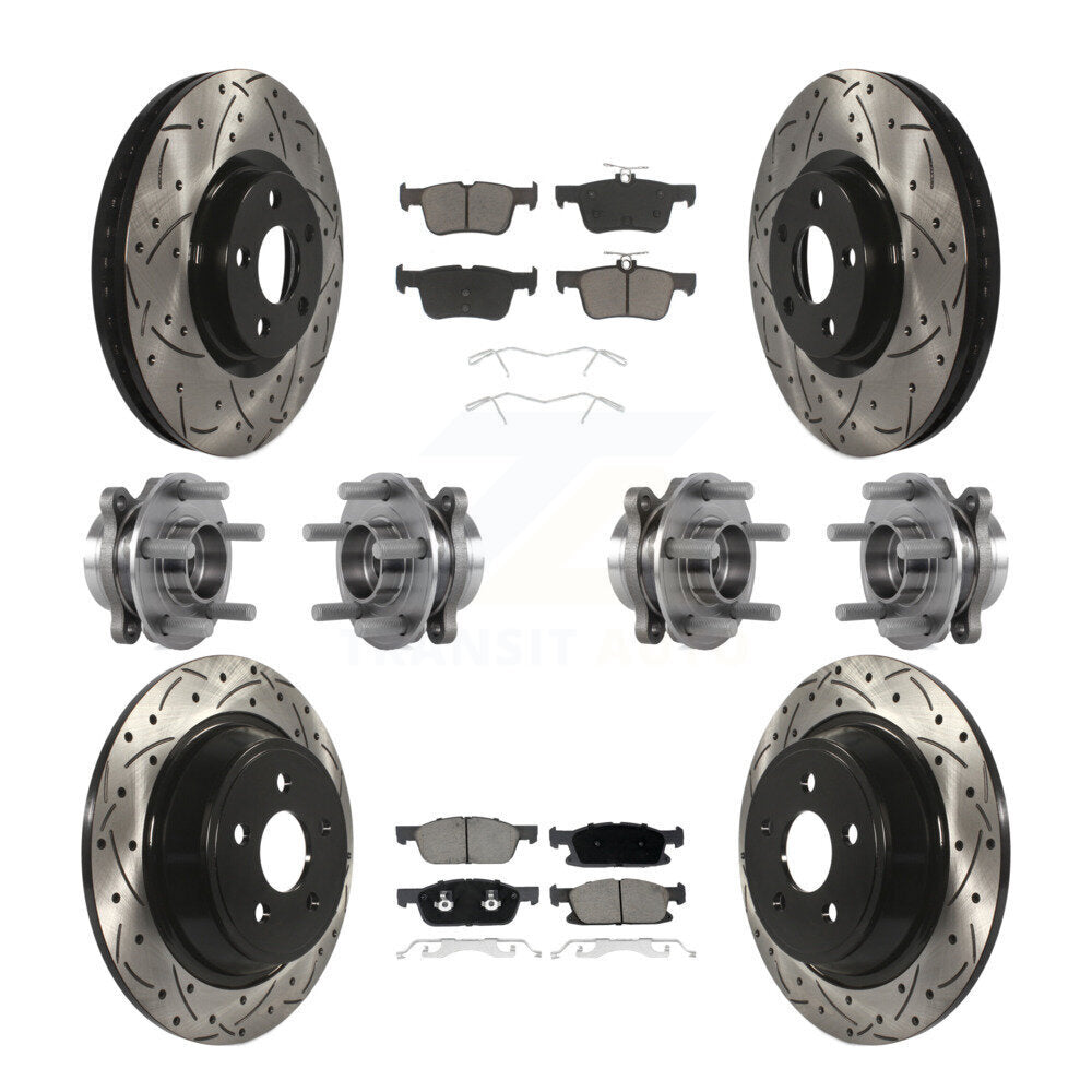 Front Rear Hub Bearing Coated Disc Brake Rotor Pad Kit (10Pc) For Lincoln Continental AWD KBB-119874