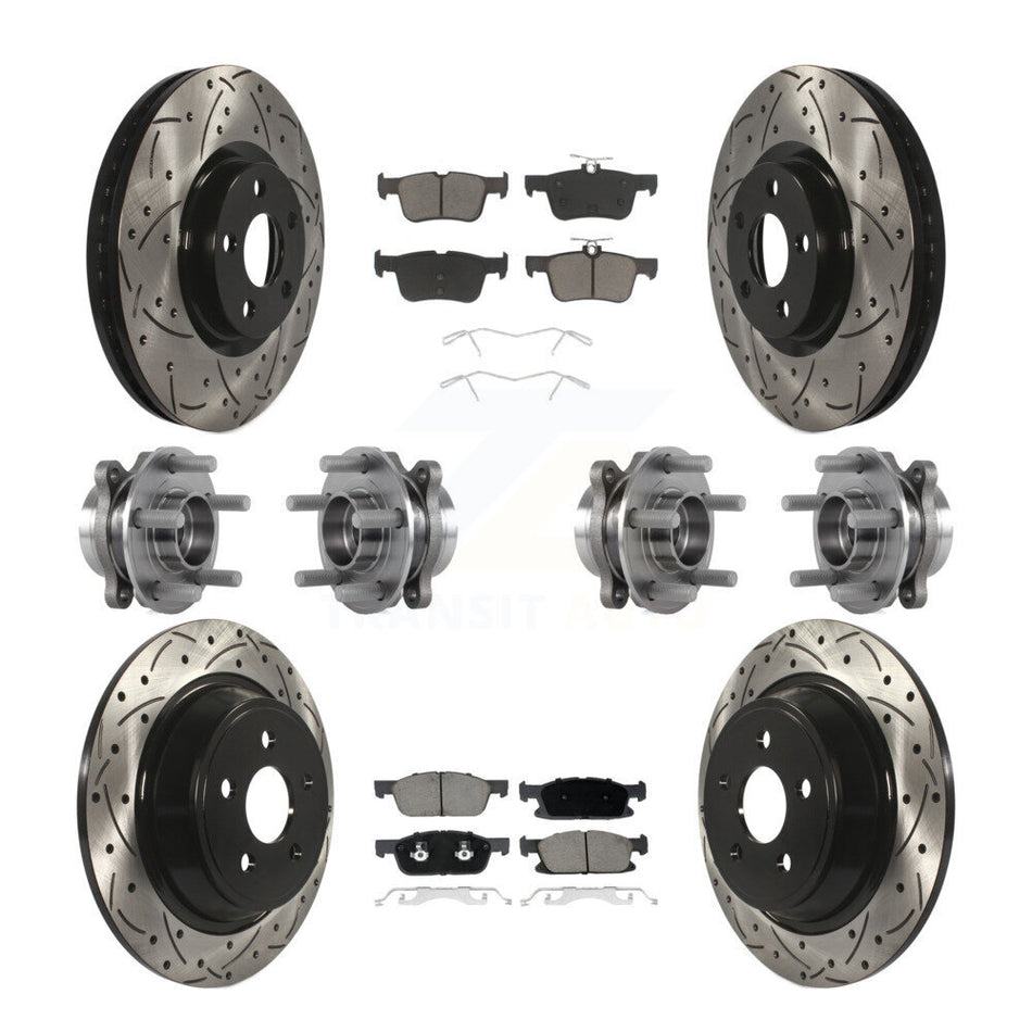 Front Rear Hub Bearing Coated Disc Brake Rotor Pad Kit (10Pc) For Lincoln Continental AWD KBB-119874