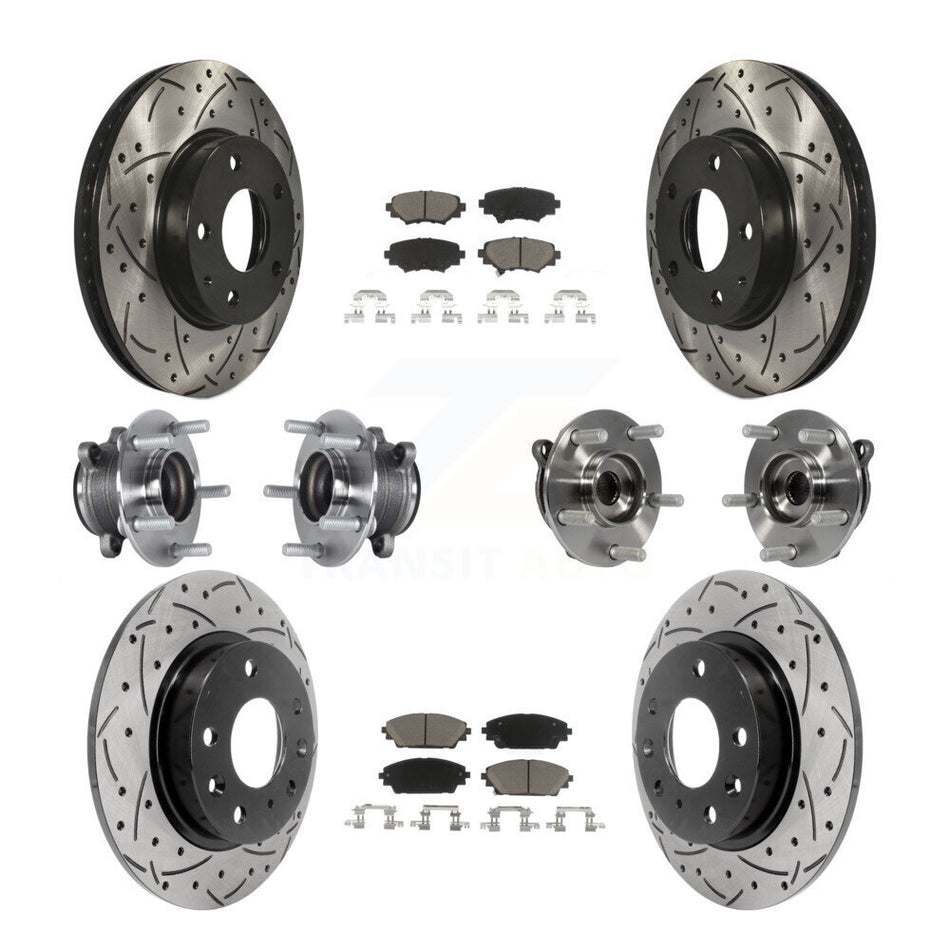 Front Rear Hub Bearings Coated Disc Brake Rotors And Pads Kit (10Pc) For Mazda 3 Sport KBB-119879