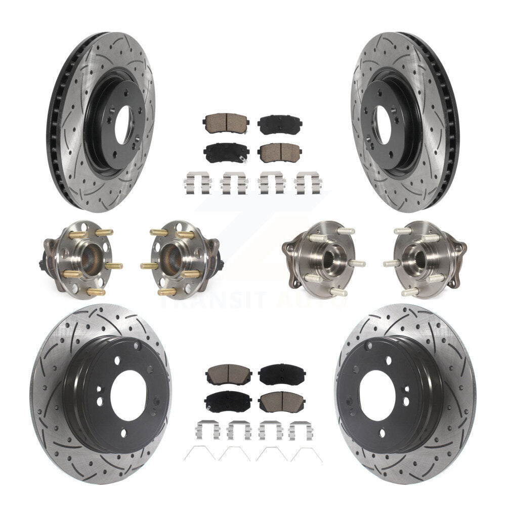 Front Rear Hub Bearing Coated Disc Brake Rotor And Ceramic Pads Kit (10Pc) For Kia Optima KBB-119892
