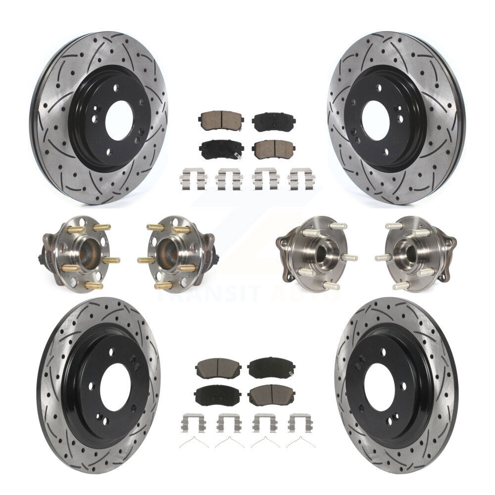 Front Rear Hub Bearing Coated Disc Brake Rotor And Ceramic Pads Kit (10Pc) For Kia Optima KBB-119893