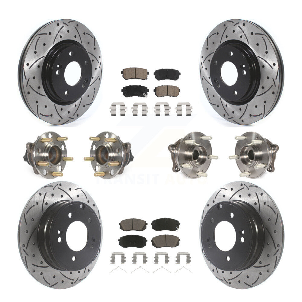 Front Rear Hub Bearing Coated Disc Brake Rotor And Ceramic Pads Kit (10Pc) For Kia Optima KBB-119894