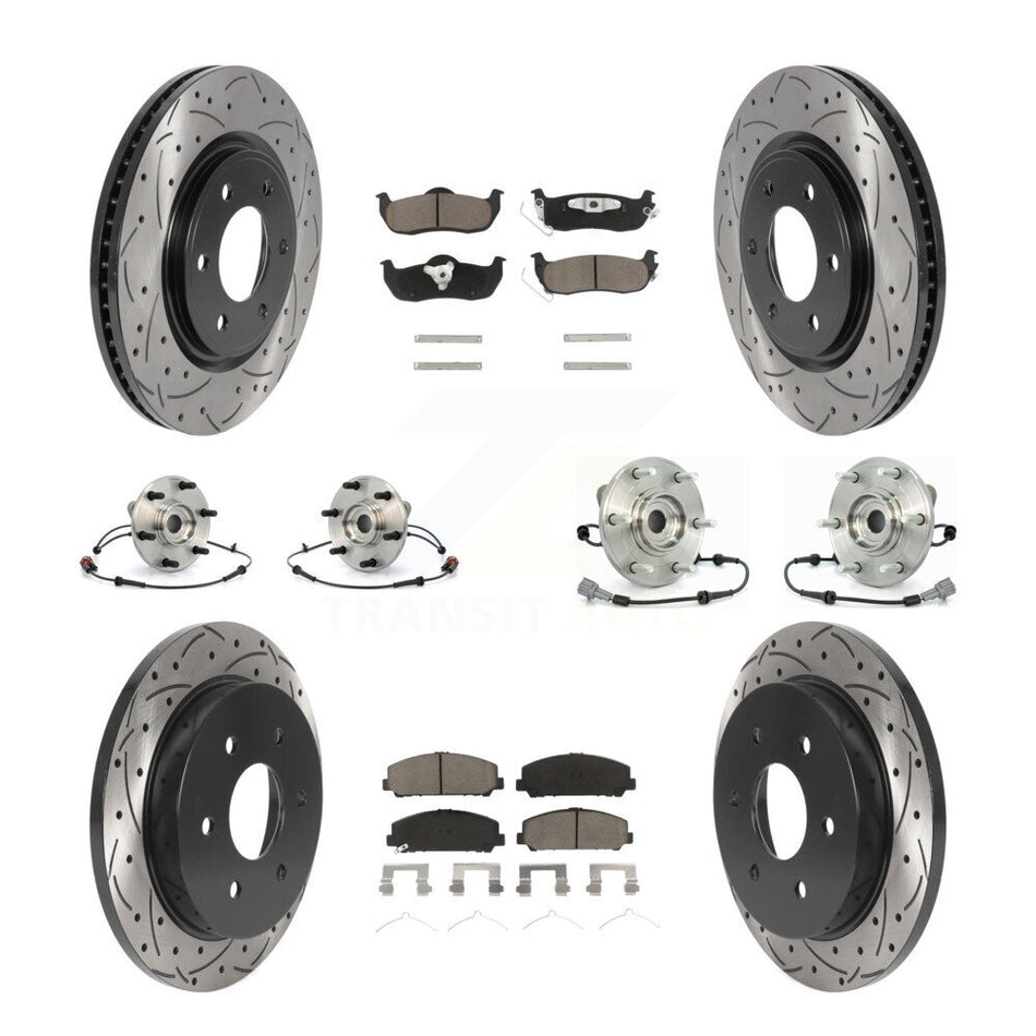 Front Rear Hub Bearings Assembly Coated Disc Brake Rotors And Ceramic Pads Kit (10Pc) For Nissan Armada INFINITI QX56 KBB-119901