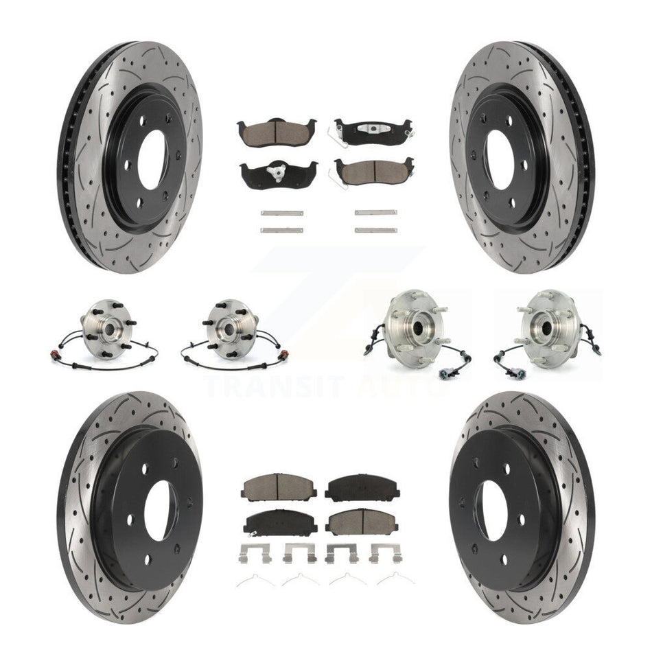 Front Rear Hub Bearings Assembly Coated Disc Brake Rotors And Ceramic Pads Kit (10Pc) For 2007 INFINITI QX56 From 04 07 KBB-119902