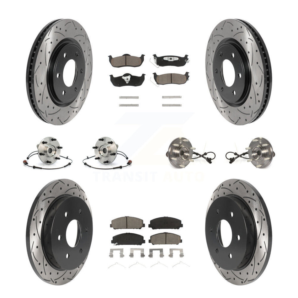 Front Rear Hub Bearings Assembly Coated Disc Brake Rotors And Ceramic Pads Kit (10Pc) For 2012 Nissan Armada 4WD From 12 11 KBB-119903