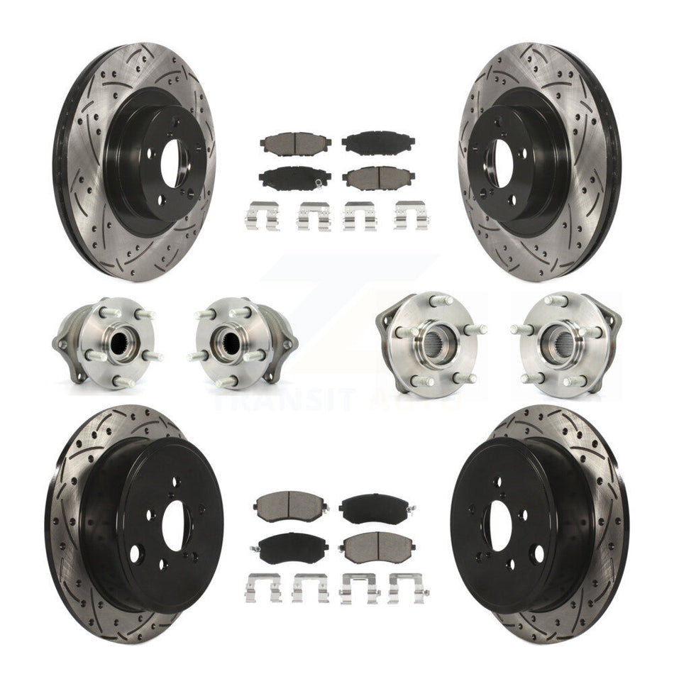 Front Rear Hub Bearings Assembly Coated Disc Brake Rotors And Ceramic Pads Kit (10Pc) For Subaru Outback Impreza Forester Legacy KBB-119910