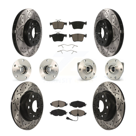 Front Rear Hub Bearing Coated Brake Rotor Pads Kit (10Pc) For 2015-2019 Volkswagen e-Golf KBB-119983
