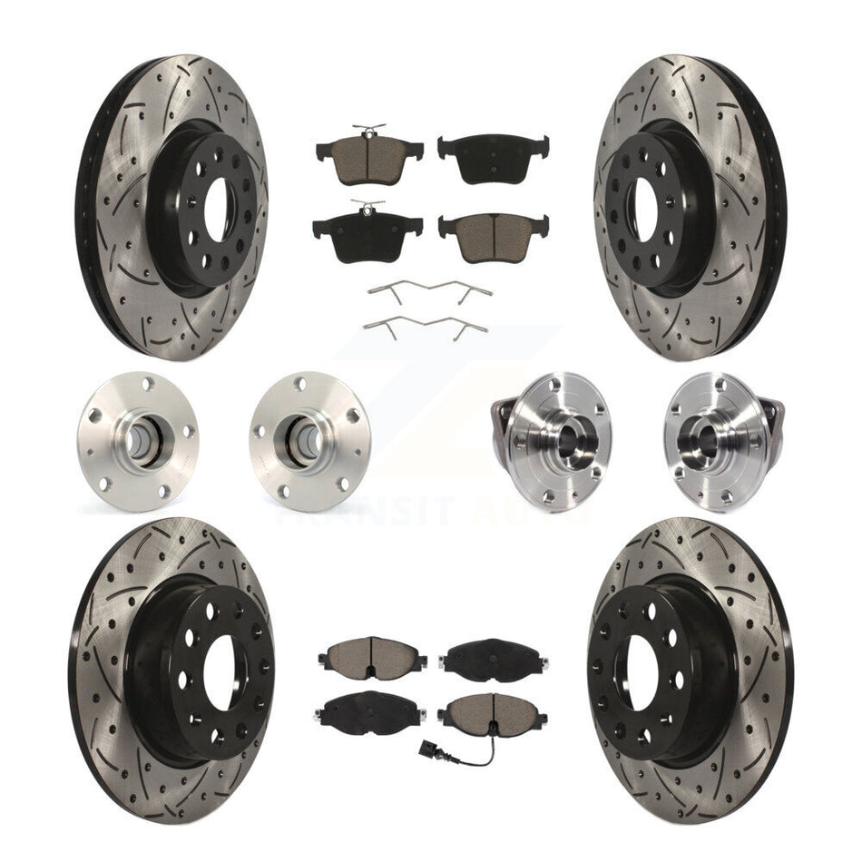 Front Rear Hub Bearing Coated Brake Rotor And Pad Kit (10Pc) For Audi A3 Sportback e-tron KBB-119984