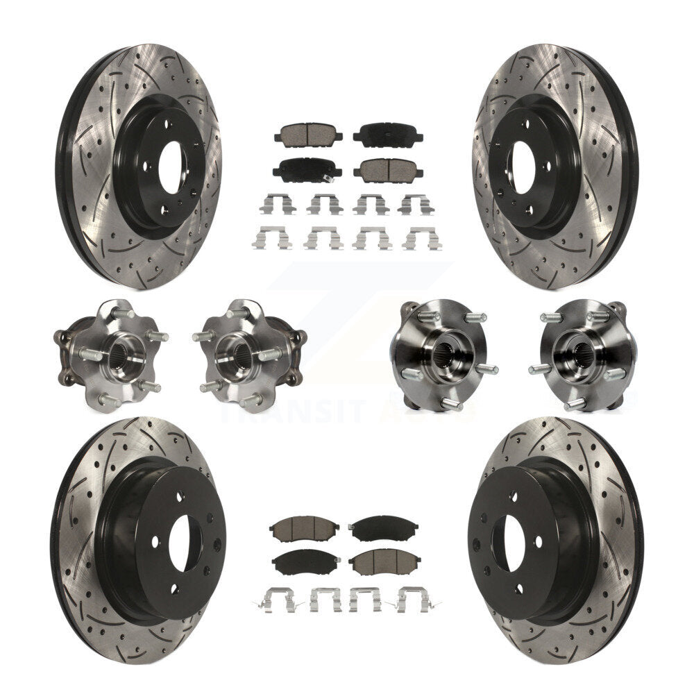 Front Rear Hub Bearing Coated Brake Rotor Pads Kit (10Pc) For INFINITI G37 EX35 QX50 EX37 KBB-120027