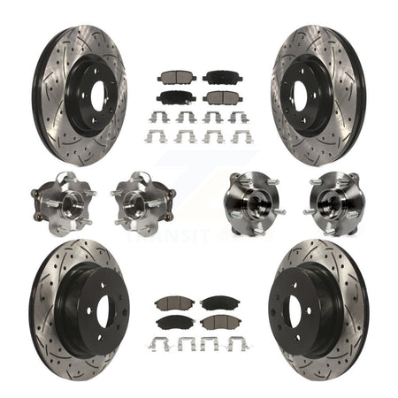 Front Rear Hub Bearing Coated Brake Rotor Pads Kit (10Pc) For INFINITI G37 EX35 QX50 EX37 KBB-120027