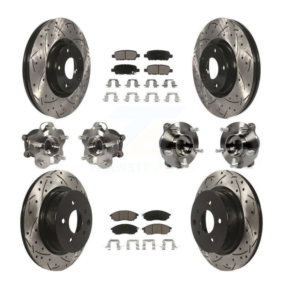 Front Rear Hub Bearing Coated Brake Rotor Pads Kit (10Pc) For INFINITI G37 EX35 QX50 EX37 KBB-120027