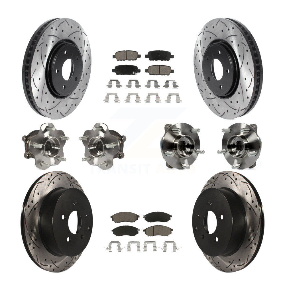 Front Rear Hub Bearing Coated Disc Brake Rotor Pads Kit (10Pc) For INFINITI FX35 FX37 AWD KBB-120038