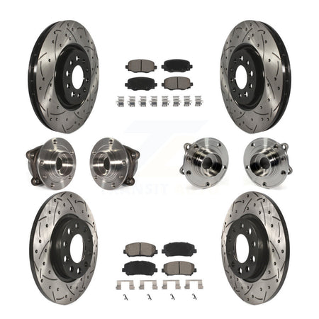 Front Rear Hub Bearing Coated Brake Rotor & Pad Kit (10Pc) For 2015-2017 Chrysler 200 AWD KBB-120048