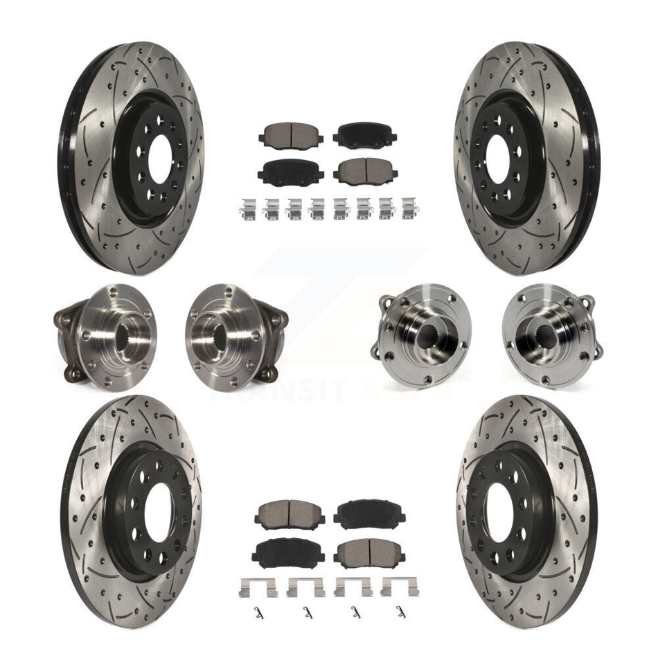 Front Rear Hub Bearing Coated Brake Rotor & Pad Kit (10Pc) For 2015-2017 Chrysler 200 AWD KBB-120048