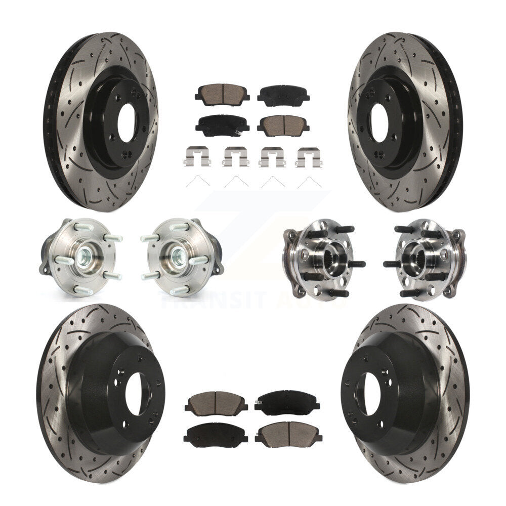 Front Rear Hub Bearing Coated Disc Brake Rotor Pad Kit (10Pc) For Hyundai Santa Fe XL FWD KBB-120056