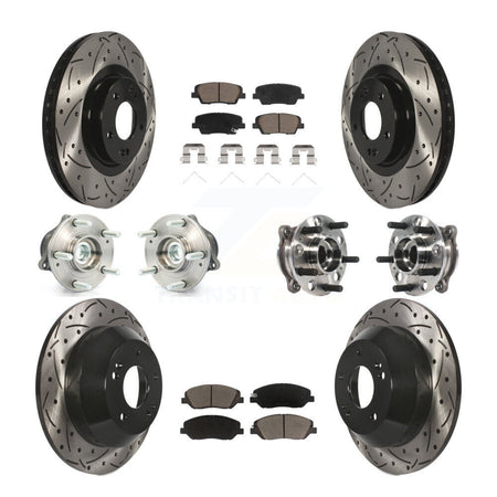 Front Rear Hub Bearing Coated Disc Brake Rotor Pad Kit (10Pc) For Hyundai Santa Fe XL FWD KBB-120056