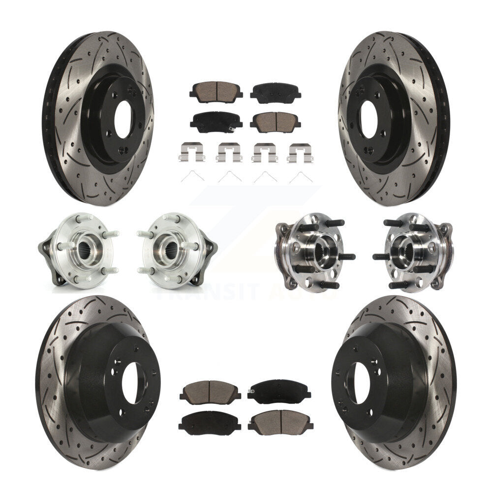 Front Rear Hub Bearing Coated Disc Brake Rotor Pad Kit (10Pc) For Hyundai Santa Fe XL AWD KBB-120057
