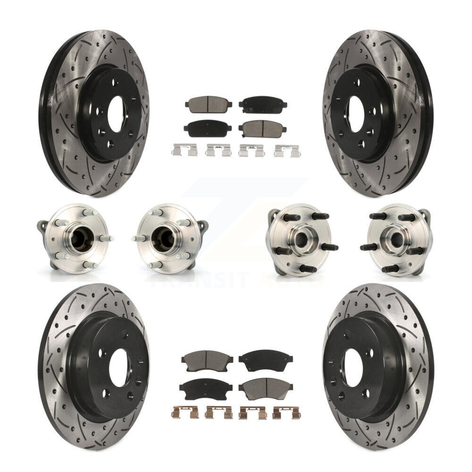 Front Rear Hub Bearings Assembly Coated Disc Brake Rotors And Ceramic Pads Kit (10Pc) For 2011-2012 Chevrolet Cruze KBB-120060