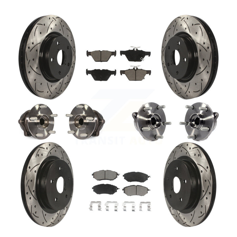 Front Rear Hub Bearings Assembly Coated Disc Brake Rotors And Ceramic Pads Kit (10Pc) For Subaru Outback Legacy WRX KBB-120069