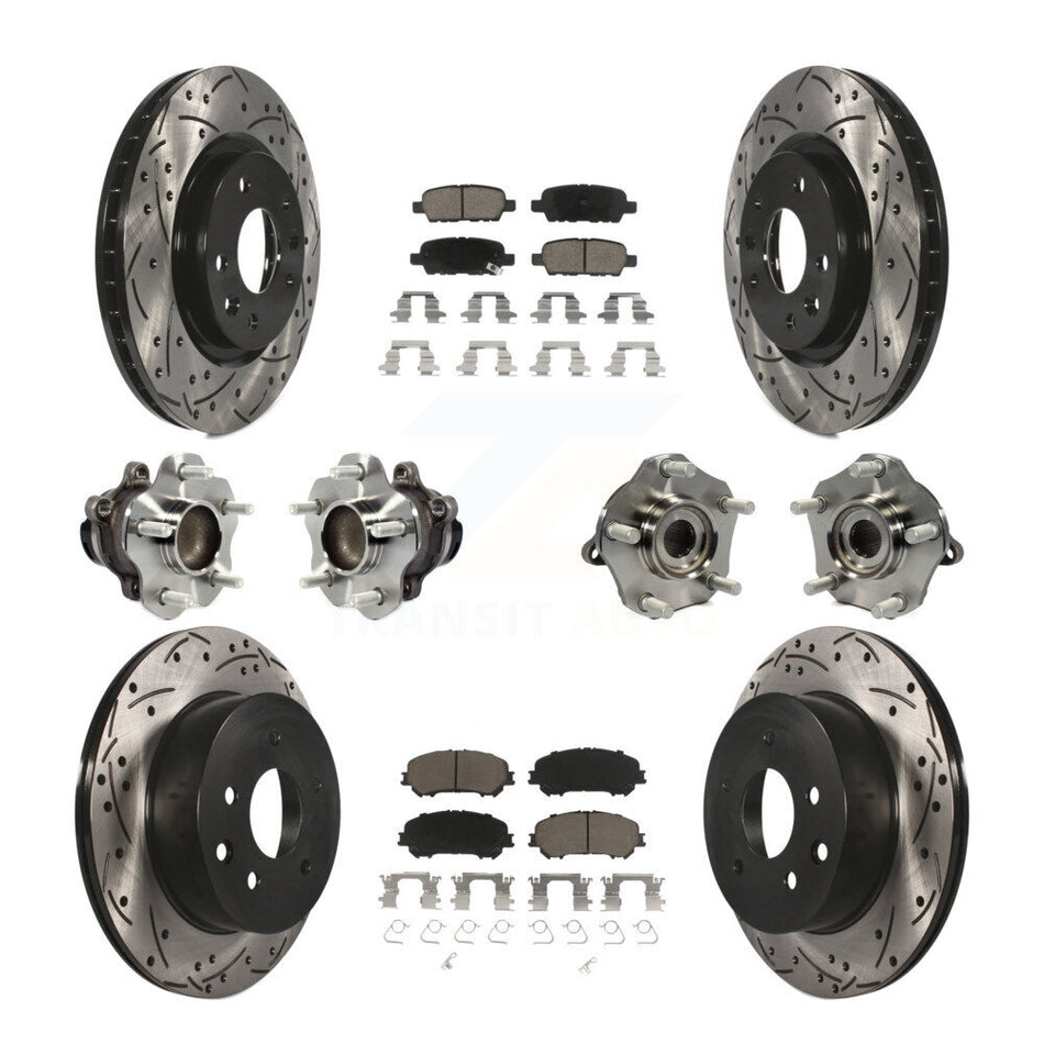 Front Rear Hub Bearings Assembly Coated Disc Brake Rotors And Ceramic Pads Kit (10Pc) For Nissan Rogue Sport Qashqai KBB-120077