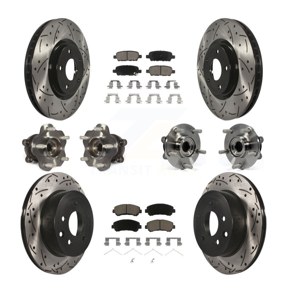 Front Rear Hub Bearings Assembly Coated Disc Brake Rotors And Ceramic Pads Kit (10Pc) For Nissan Juke KBB-120097
