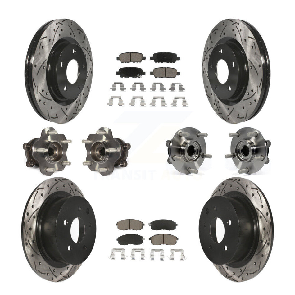 Front Rear Hub Bearings Assembly Coated Disc Brake Rotors And Ceramic Pads Kit (10Pc) For Nissan Juke KBB-120098