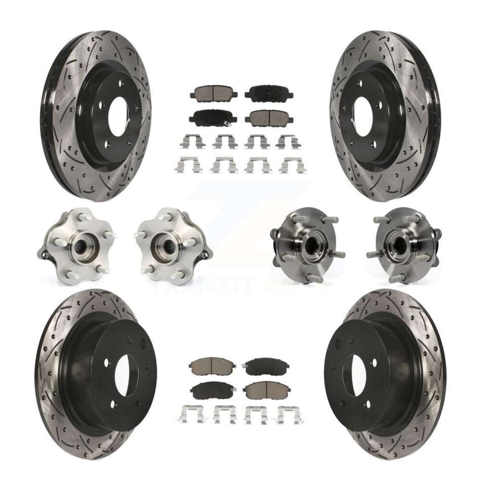 Front Rear Hub Bearings Assembly Coated Disc Brake Rotors And Ceramic Pads Kit (10Pc) For Nissan Juke KBB-120100