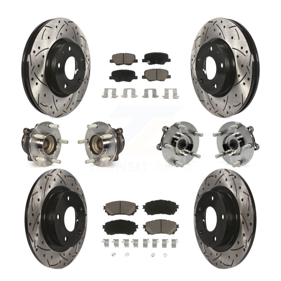 Front Rear Hub Bearings Assembly Coated Disc Brake Rotors And Ceramic Pads Kit (10Pc) For Mazda 6 KBB-120109