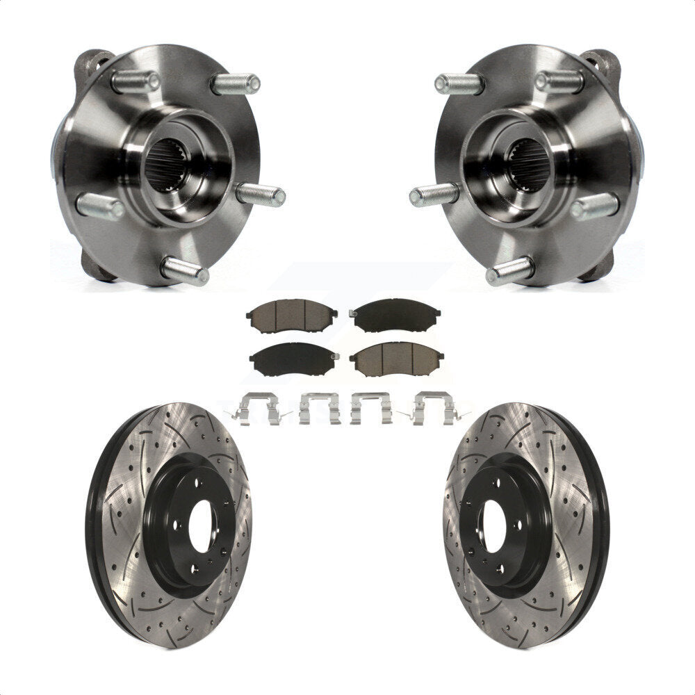 Front Hub Bearing Drill Slot Brake Rotor Pads Kit For INFINITI G37 EX35 G35 QX50 QX70 M35 KBB-120146