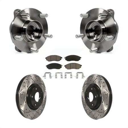 Front Hub Bearing Drill Slot Brake Rotor Pads Kit For INFINITI G37 EX35 G35 QX50 QX70 M35 KBB-120146