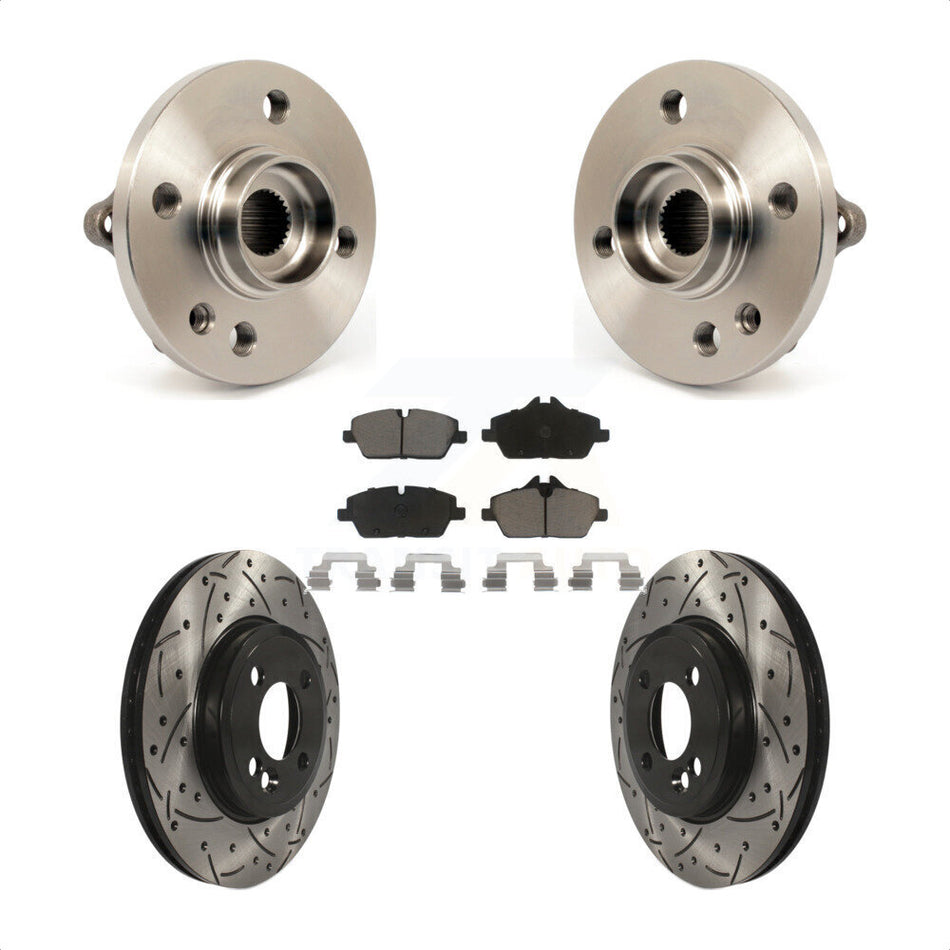 Front Hub Bearing Assembly With Coated Drilled Slotted Disc Brake Rotors And Ceramic Pads Kit For Mini Cooper KBB-120159