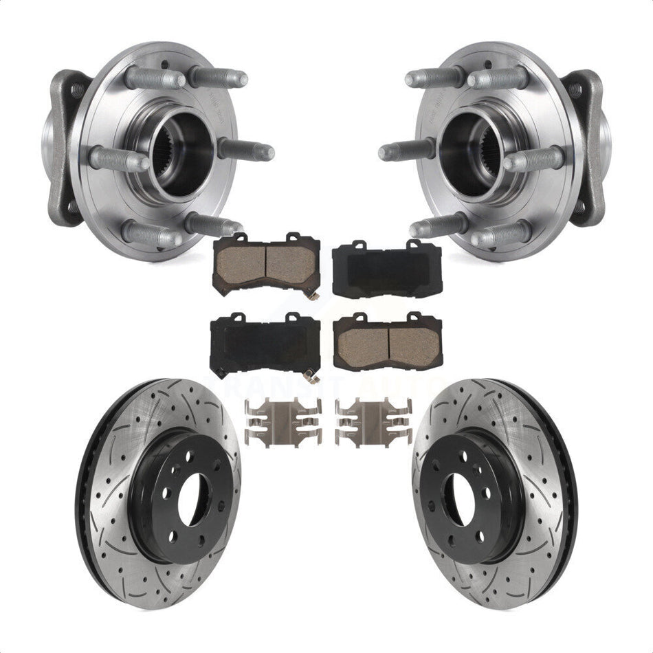 Front Hub Bearing Drilled Slot Brake Rotor Pads Kit For Chevrolet Colorado GMC Canyon 4WD KBB-120207