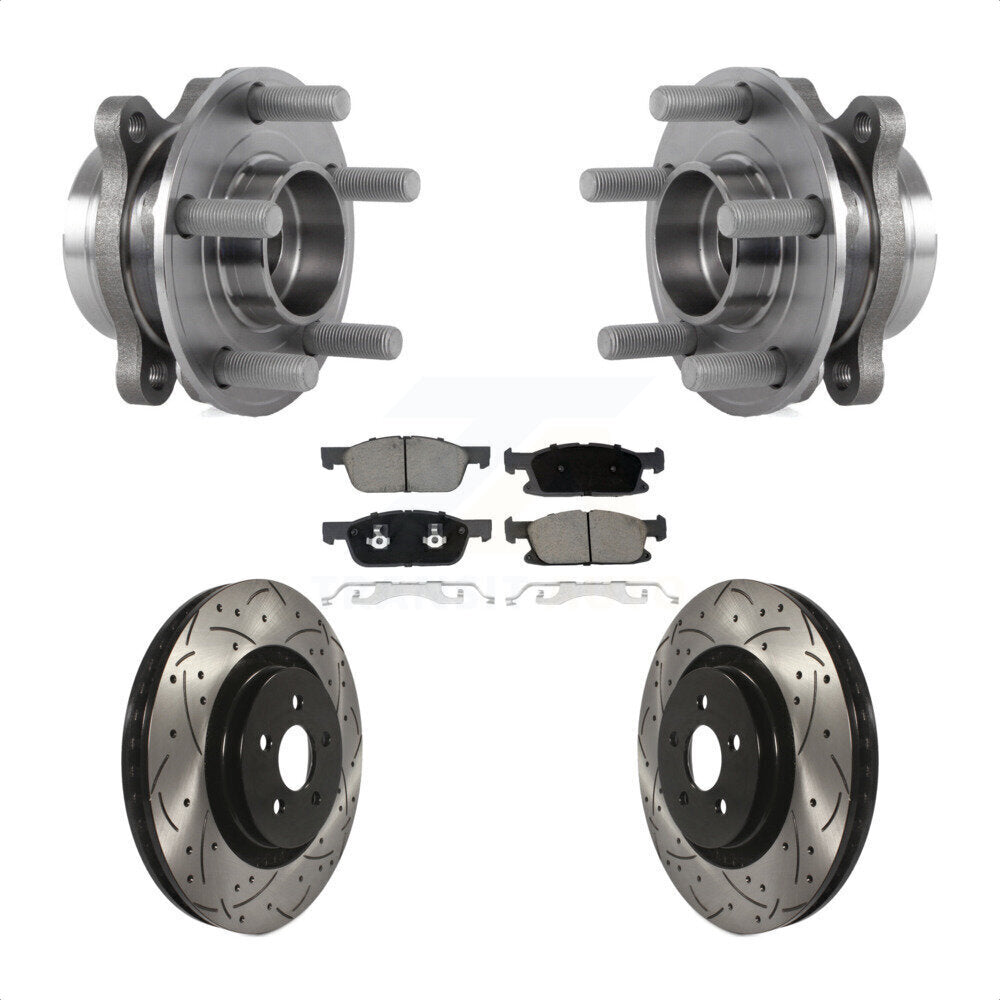 Front Hub Bearing Drill Slot Brake Rotor Pads Kit For Ford Fusion Lincoln MKZ Continental KBB-120209