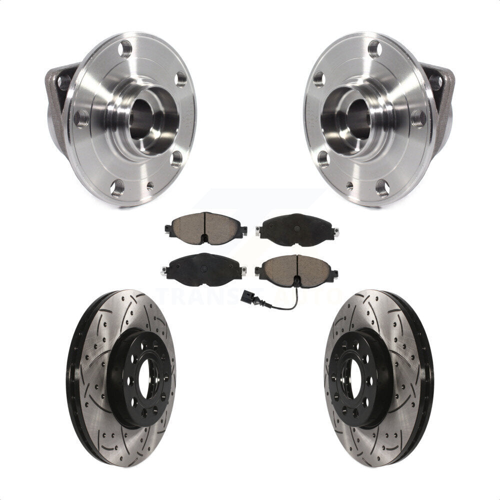 Front Hub Bearing Drilled Slot Brake Rotor Pad Kit For Volkswagen Jetta Taos Golf Audi A3 KBB-120222