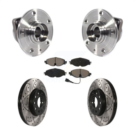 Front Hub Bearing Drilled Slot Brake Rotor Pad Kit For Volkswagen Jetta Taos Golf Audi A3 KBB-120222
