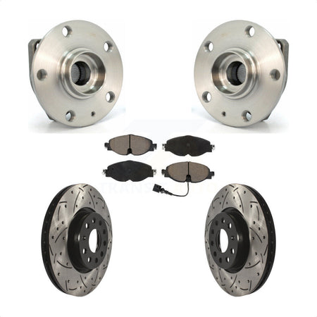 Front Hub Bearing Assembly Drilled Slot Brake Rotor Pads Kit For Volkswagen Golf Alltrack KBB-120271